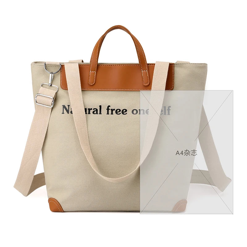 Letter Canvas Women Handbags Travel Outside Shopping Bag Leisure Tote Bag