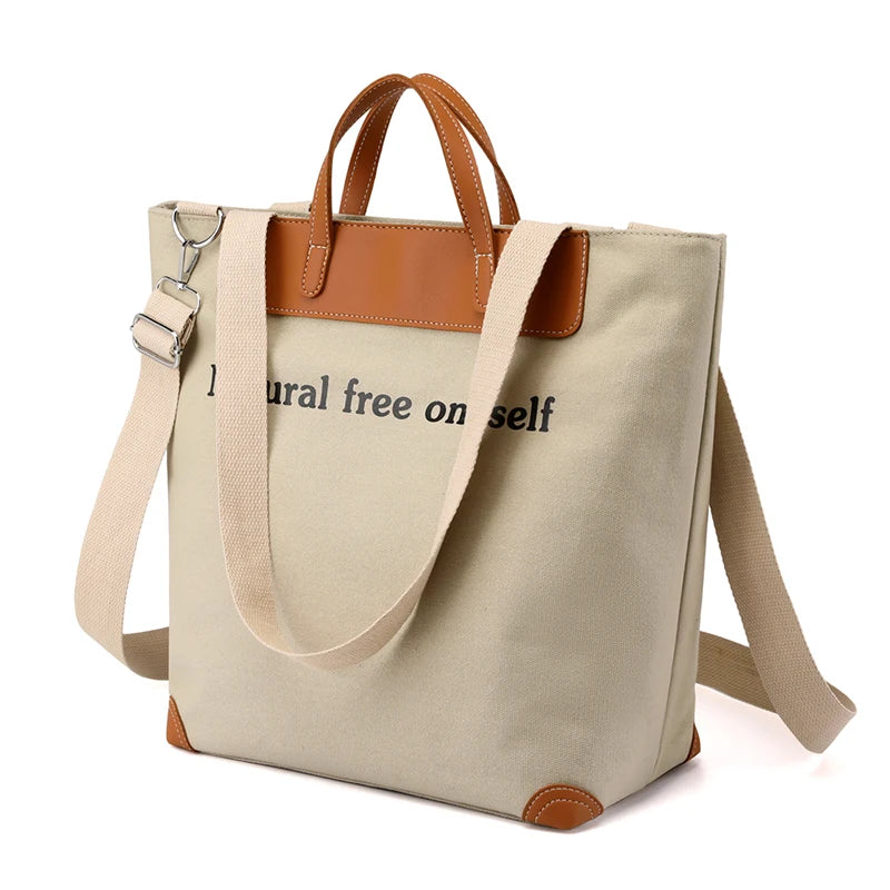 Letter Canvas Women Handbags Travel Outside Shopping Bag Leisure Tote Bag