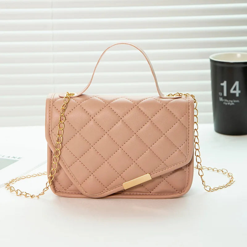Embroidered Small Square Bag Shoulder Messenger Chain Handbag
