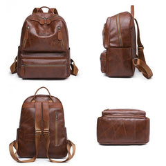 Women Soft Leather Backpack Large Capacity Ladies Travel School Bag