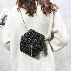 Leather Tassel Square Handbag Lock Shoulder Bag
