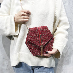 Leather Tassel Square Handbag Lock Shoulder Bag