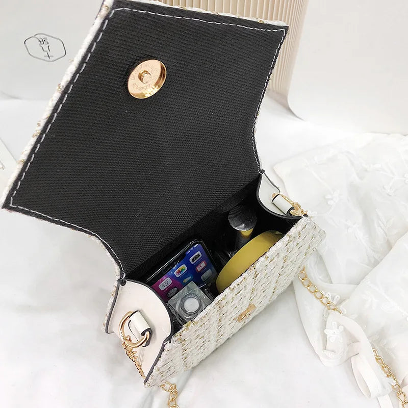Leather Tassel Square Handbag Lock Shoulder Bag