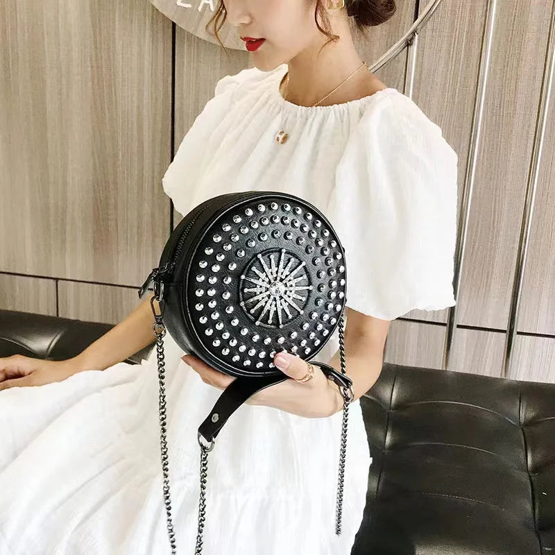 Soft Leather Small Round Bag Chain Messenger Bag Women's All-match