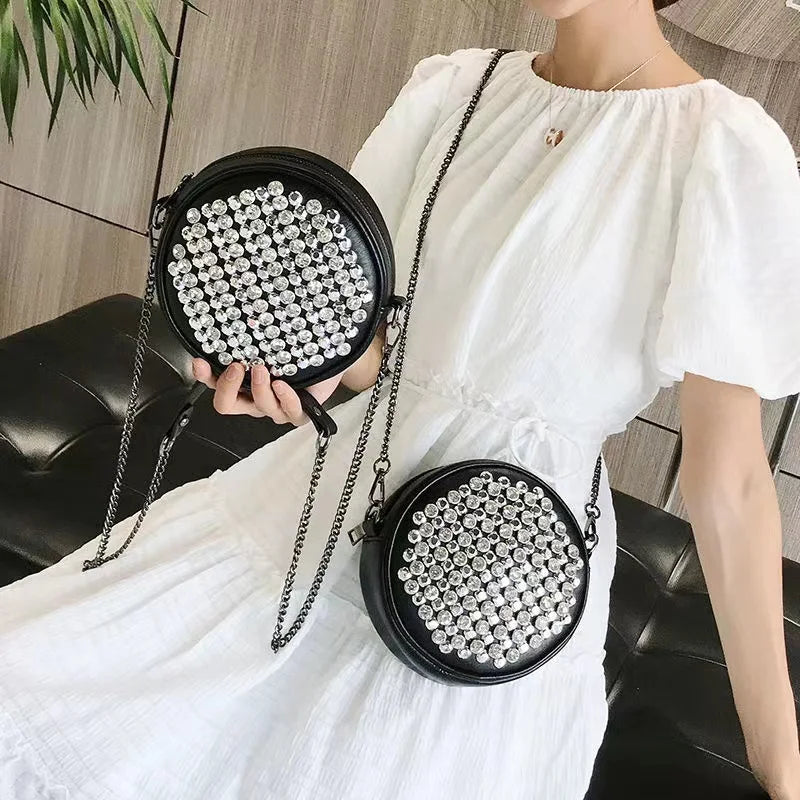 Soft Leather Small Round Bag Chain Messenger Bag Women's All-match