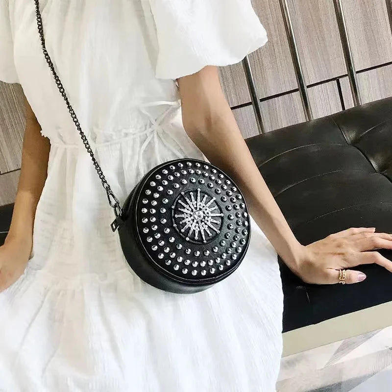 Soft Leather Small Round Bag Chain Messenger Bag Women's All-match