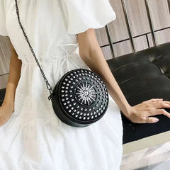 Soft Leather Small Round Bag Chain Messenger Bag Women's All-match