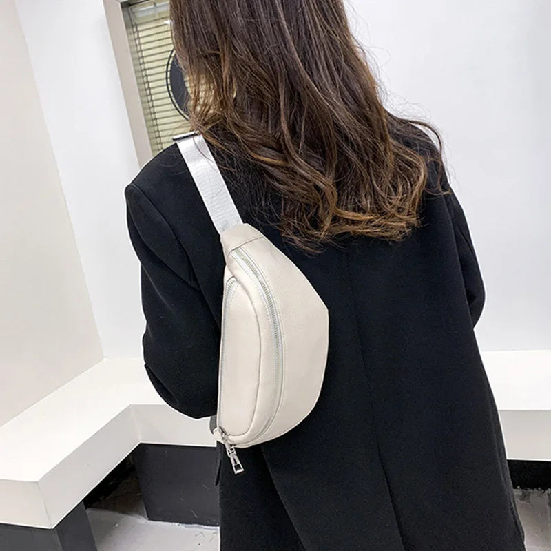 Women's PU Leather Waist Belt Bag Fanny Pack Shoulder Crossbody Chest Pack