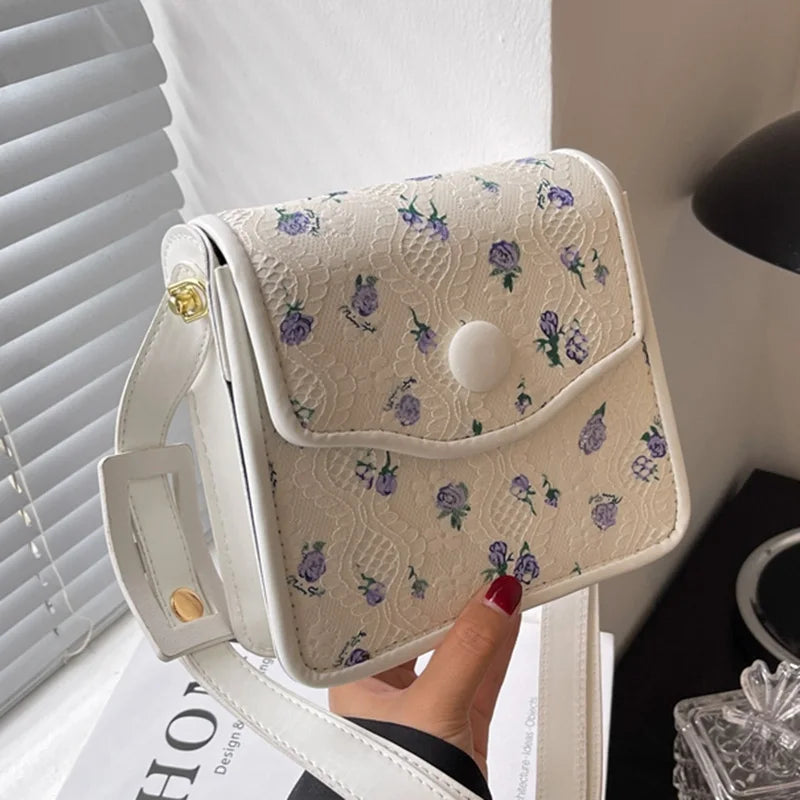 Women Floral Shoulder Bag Small PU Leather Crossbody Tote Clutch
