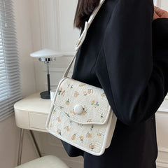 Women Floral Shoulder Bag Small PU Leather Crossbody Tote Clutch