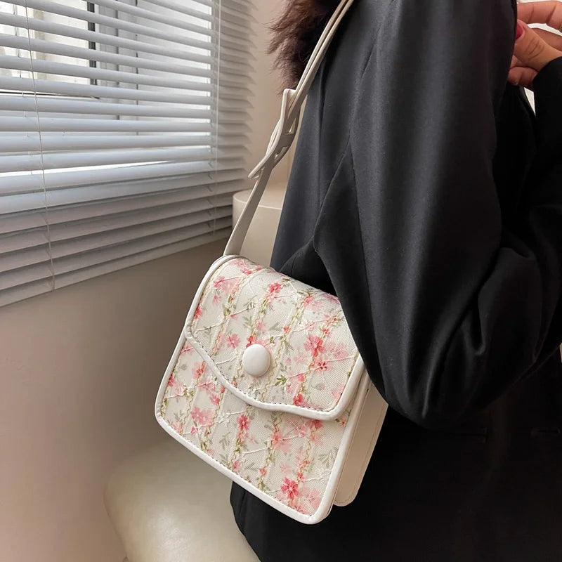 Women Floral Shoulder Bag Small PU Leather Crossbody Tote Clutch
