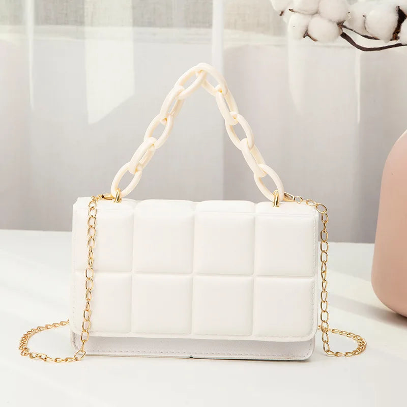 PU Leather Shoulder Bags for Women Chain Rhomboid Crossbody Bags
