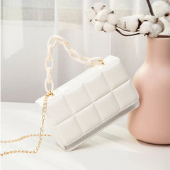 PU Leather Shoulder Bags for Women Chain Rhomboid Crossbody Bags