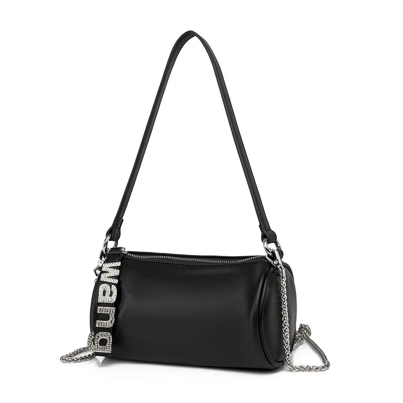 Women Leather Rhinestone Crossbody Bag Chain Shoulder Handbag Tote