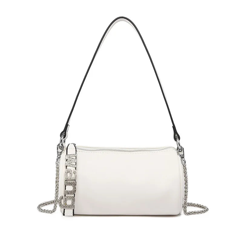 Women Leather Rhinestone Crossbody Bag Chain Shoulder Handbag Tote