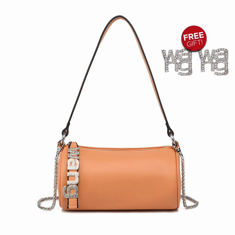 Women Leather Rhinestone Crossbody Bag Chain Shoulder Handbag Tote