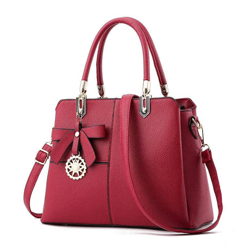 Wine Red Classic Office Ladies Handbag Crossbody Tote