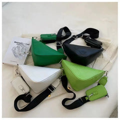 Triangle Shoulder Bags PU Leather Handbag Crossbody Messenger Side Bag