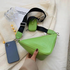 Triangle Shoulder Bags PU Leather Handbag Crossbody Messenger Side Bag