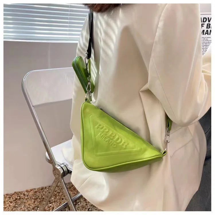 Triangle Shoulder Bags PU Leather Handbag Crossbody Messenger Side Bag