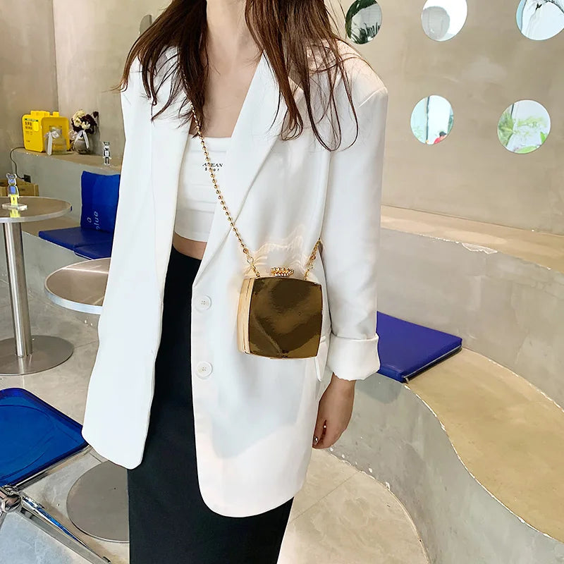 Women Party Evening Clutch Chain Shoulder Bags PVC Box Bags