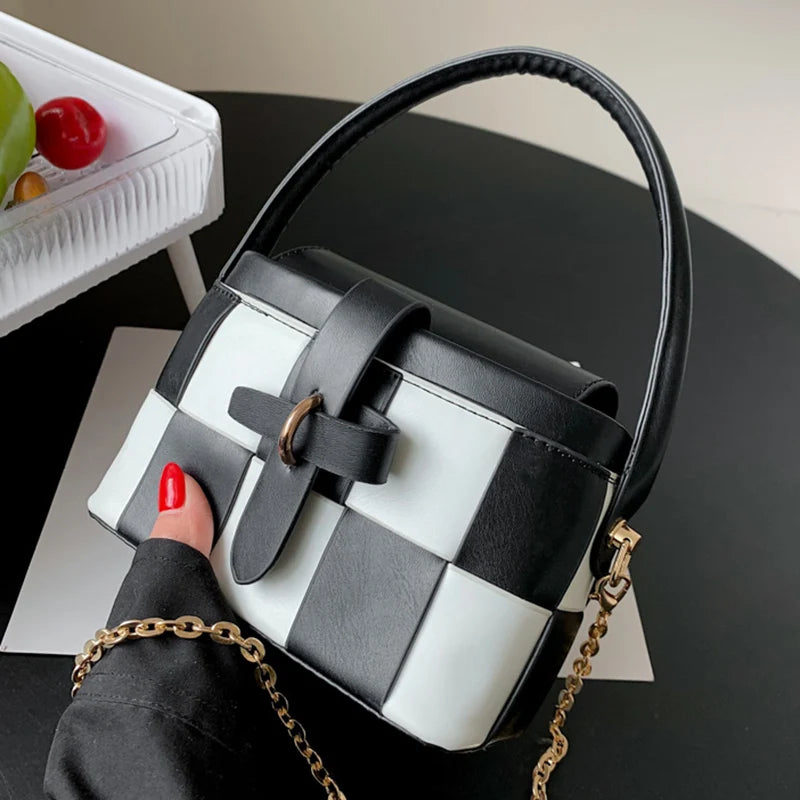 Women Plaid Crossbody Bag Flap Chain Shoulder Bags Lady Messenger Bag