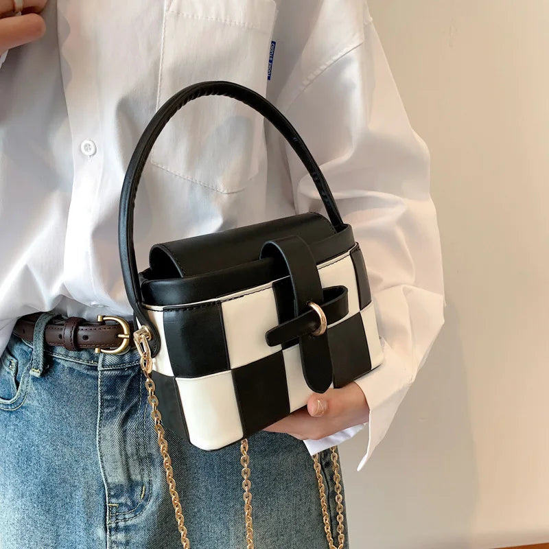 Women Plaid Crossbody Bag Flap Chain Shoulder Bags Lady Messenger Bag
