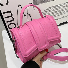 Women Small Flap Bag Chain Messenger Bag Lady Pink Green Handbag Clutch