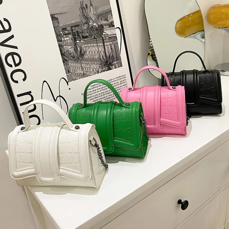 Women Small Flap Bag Chain Messenger Bag Lady Pink Green Handbag Clutch
