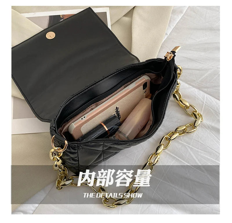 Quilted Chain Shoulder Bag Clutch Handbag