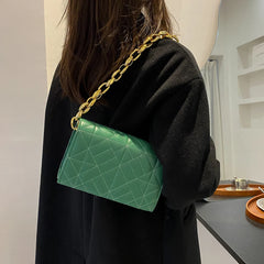 Quilted Chain Shoulder Bag Metal Thick Chain Purses Clutch Handbag