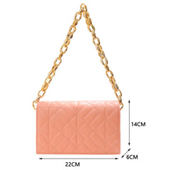 Quilted Chain Shoulder Bag Metal Thick Chain Purses Clutch Handbag