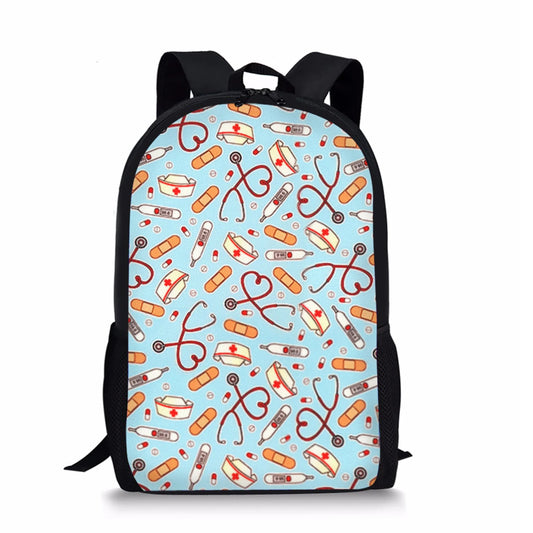 Medical Tool Print Girl School Bags Zipper Backpacks