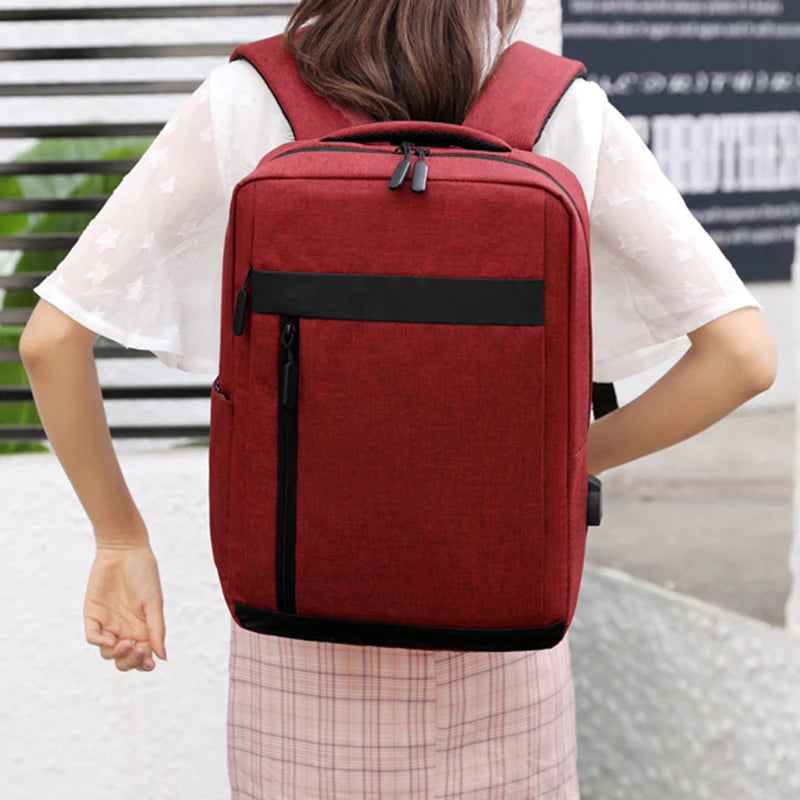 Men Backpack USB Charging Business Laptop Bag Nylon Rucksack