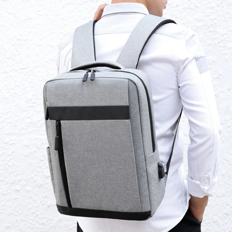 Men Backpack USB Charging Business Laptop Bag Nylon Rucksack
