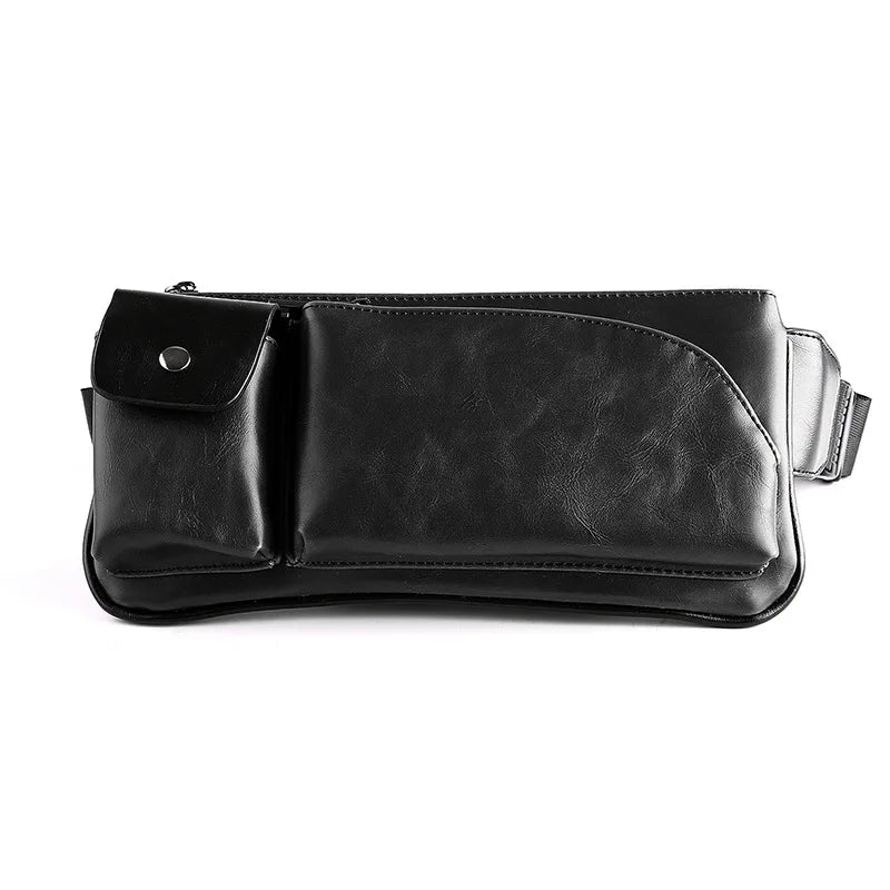 Men Messenger PU Leather Small Chest Bag Sling Travel Crossbody