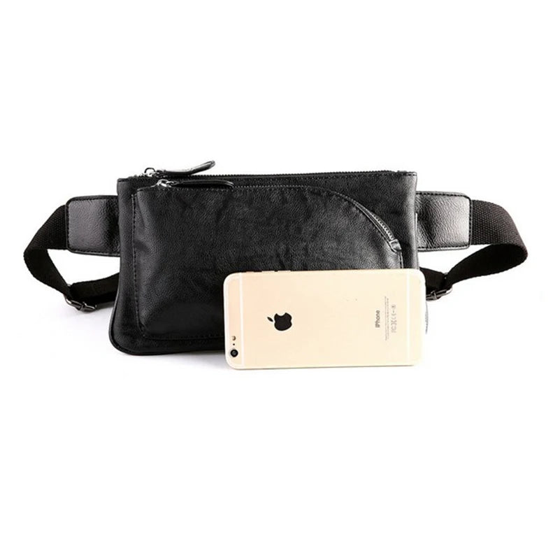 Men Waist Bag Fanny Pack PU Leather Bag Belt Purse Small Purse