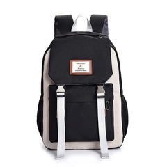 Men Women Canvas Backpacks Large Capacity Unisex Patchwork Softback