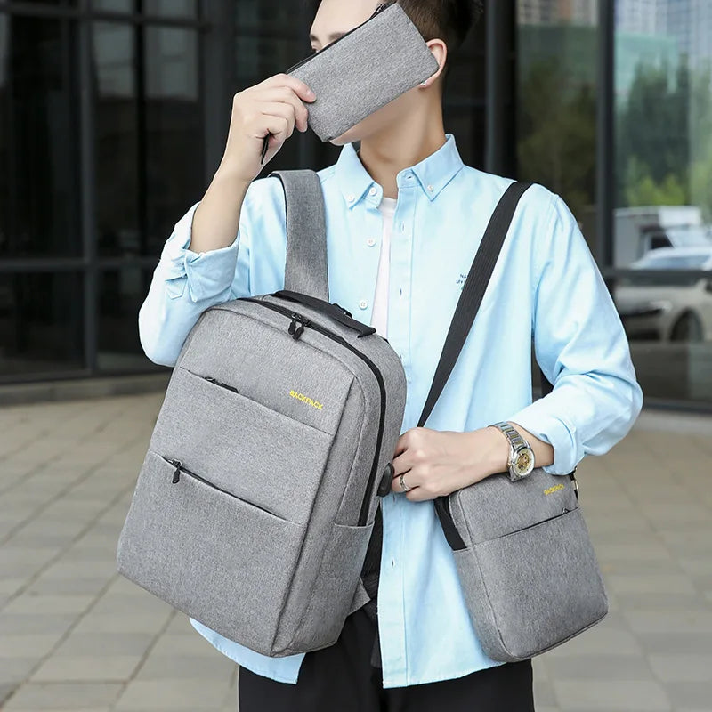 Men's Waterproof Laptop Backpack w/ USB Charging