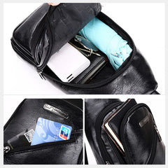 Men's USB Charging Chest Bag PU Leather Shoulder Travel Bag