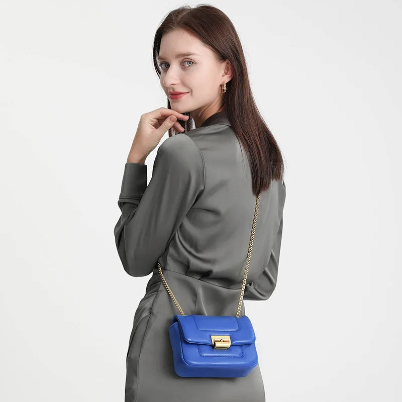 Mini Chain Shoulder Bag Lock Women Crossbody Bags High PU Leather