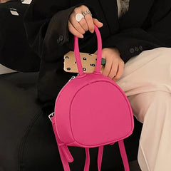 Mini PU Leather Women's Backpack Girls School Shoulder Handbag