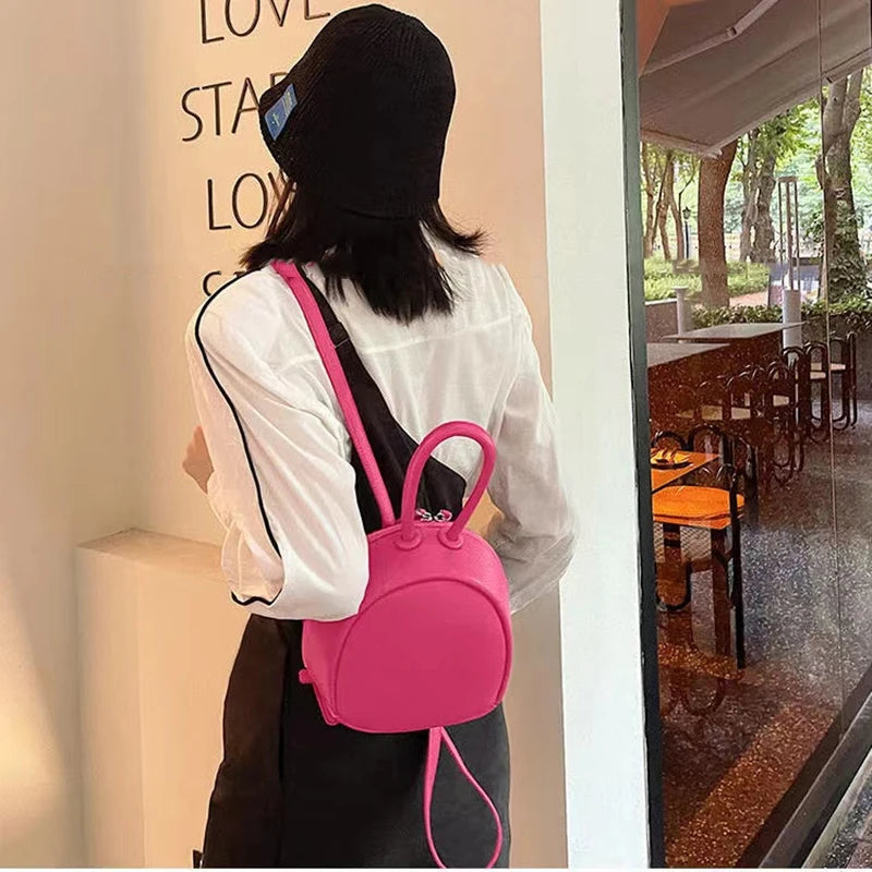 Mini PU Leather Women's Backpack Girls School Shoulder Handbag