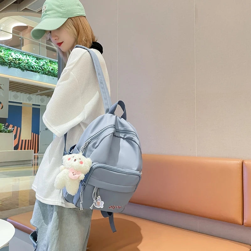 Nylon Women Backpack Small Travel Bag Letters Embroidery Mini Shoulder Bag
