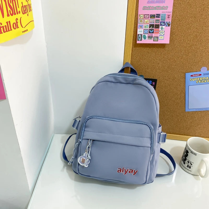 Nylon Women Backpack Small Travel Bag Letters Embroidery Mini Shoulder Bag