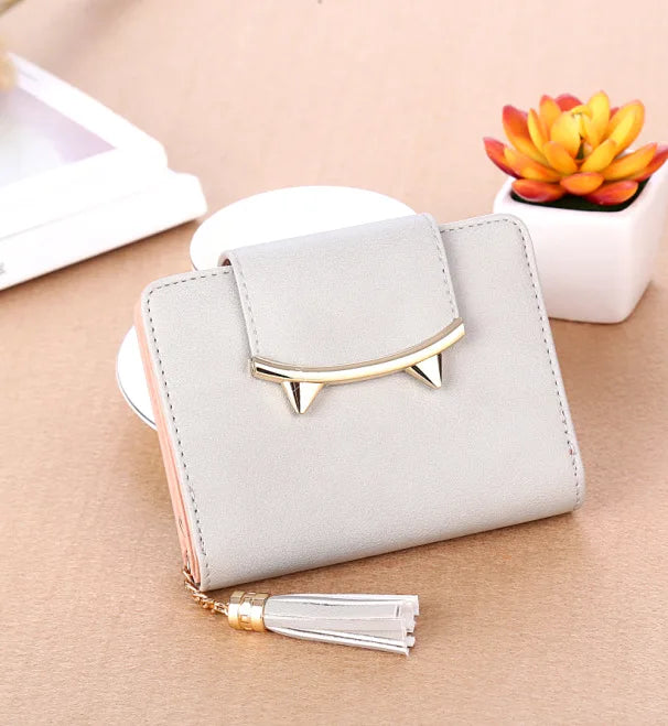 Metal Zipper Cat Ear Short Women's Purse