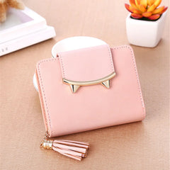 Metal Zipper Cat Ear Short Women's Purse