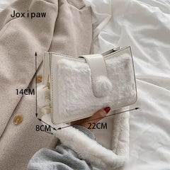 Plush Shoulder Bag for Women Girl Autumn Winter PU Leather Crossbody Bags