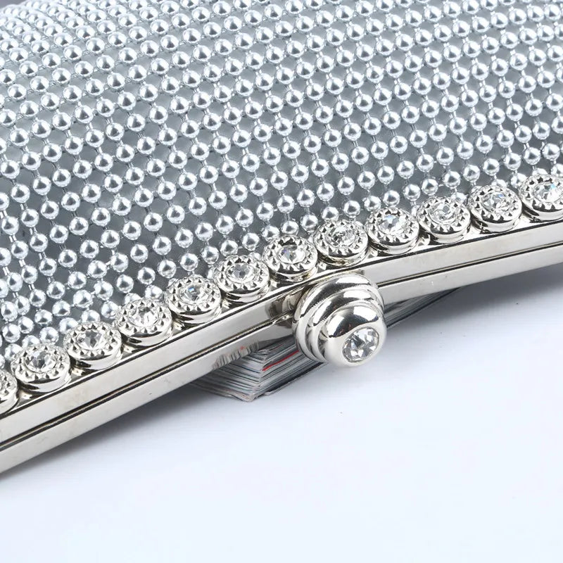 Aluminum Bead Evening Bag with Rhinestone Celebrity Banquet Bags