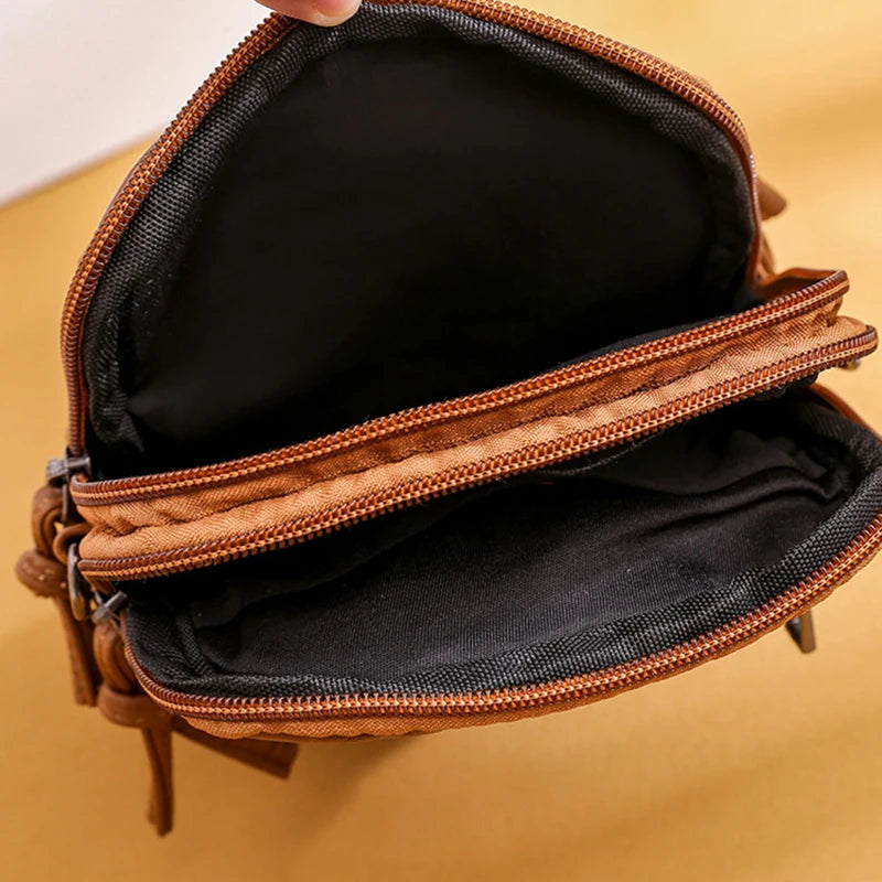 Vintage Soft Leather Crossbody Phone Purse Women Shoulder Bag